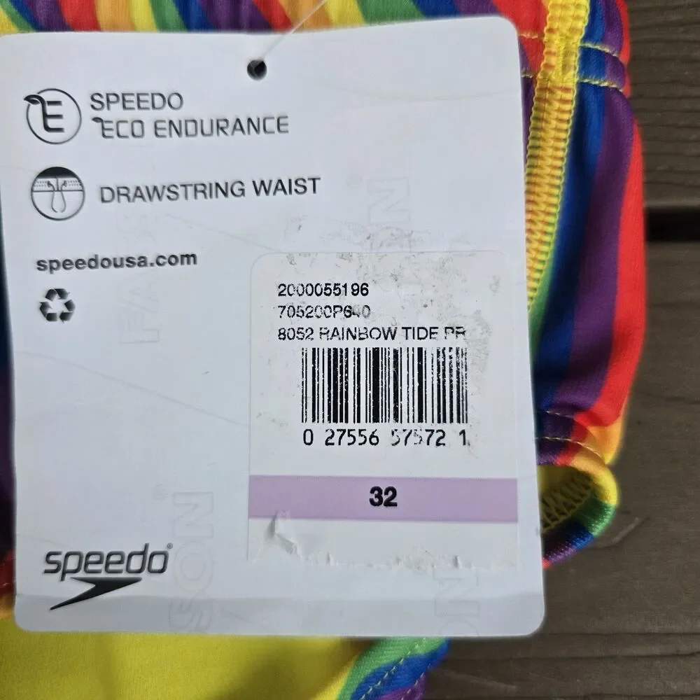 Speedo Endurance Men's Multicolor Rainbow Tide Racer Briefs Sz 32 New